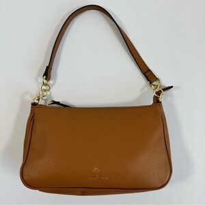 Nanette Lepore Tan Brown Shoulder Bag Gold Hardware Vegan Leather Everyday‎ Bag